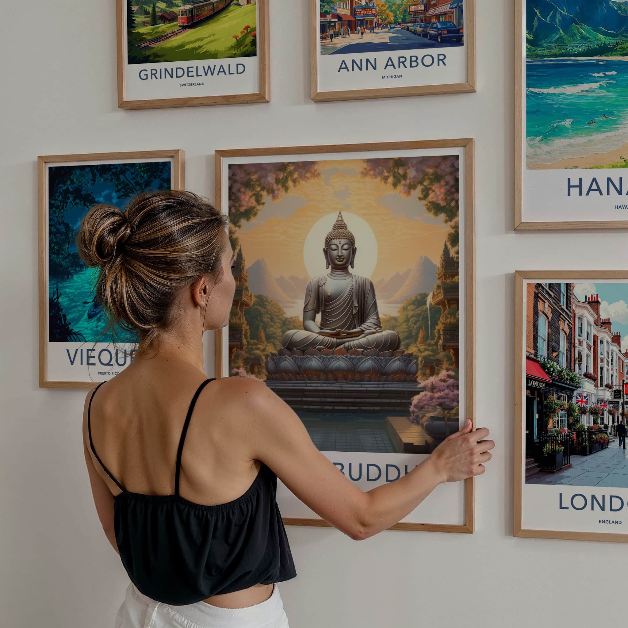 Great Buddha Poster - Thailand Travel Art - Sacred Buddha Landscape Home Decor