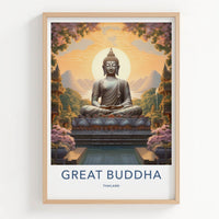 Great Buddha Poster - Thailand Travel Art - Sacred Buddha Landscape Home Decor