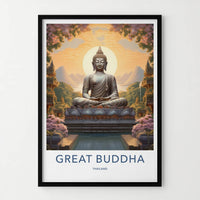 Great Buddha Poster - Thailand Travel Art - Sacred Buddha Landscape Home Decor