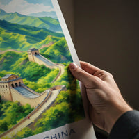 Great Wall Of China Poster - China Art Print Green Hills Framed Decor