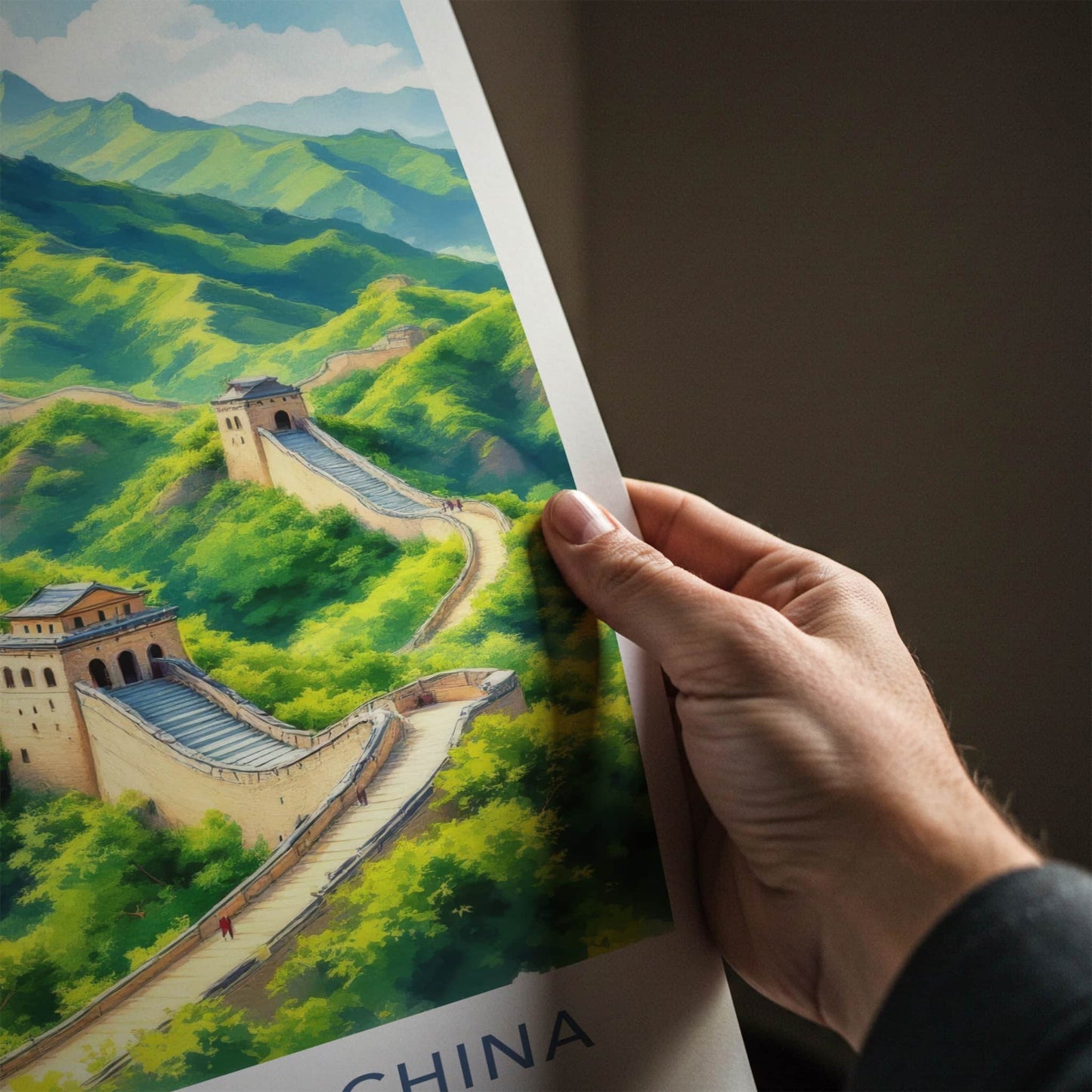 Great Wall Of China Poster - China Art Print Green Hills Framed Decor