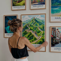 Great Wall Of China Poster - China Art Print Green Hills Framed Decor
