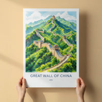 Great Wall Of China Poster - China Art Print Green Hills Framed Decor