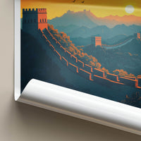 Great Wall Of China Poster - China Fine Art - Sunset Mountain Birds Gift