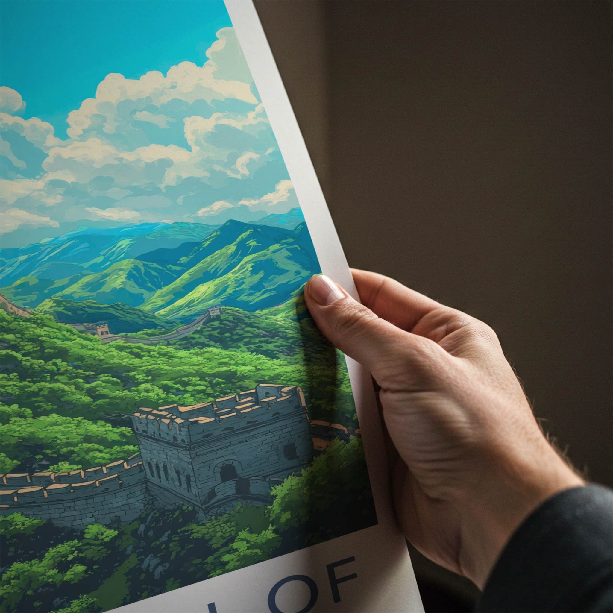 Great Wall of China Poster - China Travel Art - Winding Stone Mountains Wall Decor