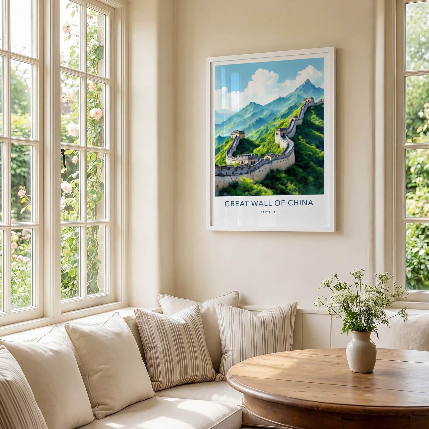 Great Wall Poster - China Travel Art - Winding Mountain Fortress Home Decor