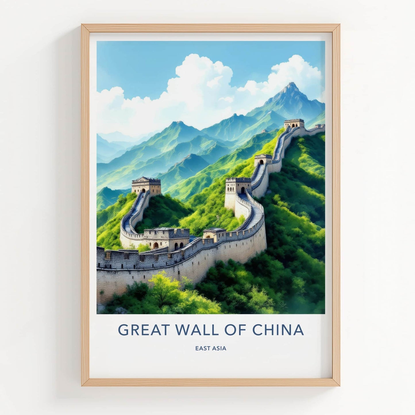 Great Wall Poster - China Travel Art - Winding Mountain Fortress Home Decor