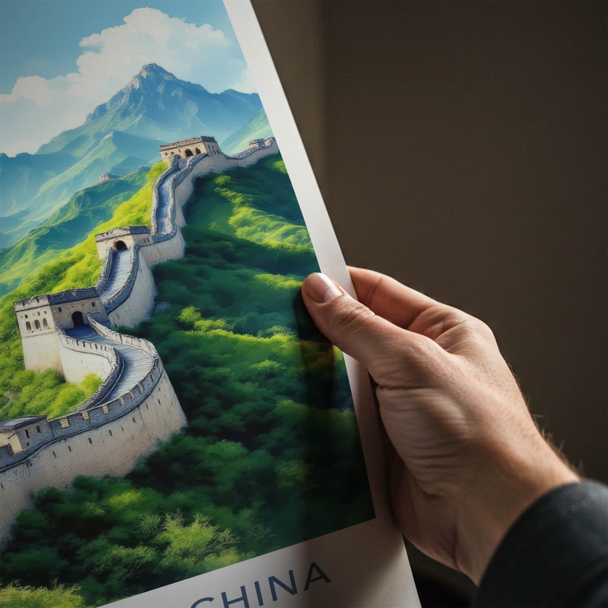 Great Wall Poster - China Travel Art - Winding Mountain Fortress Home Decor