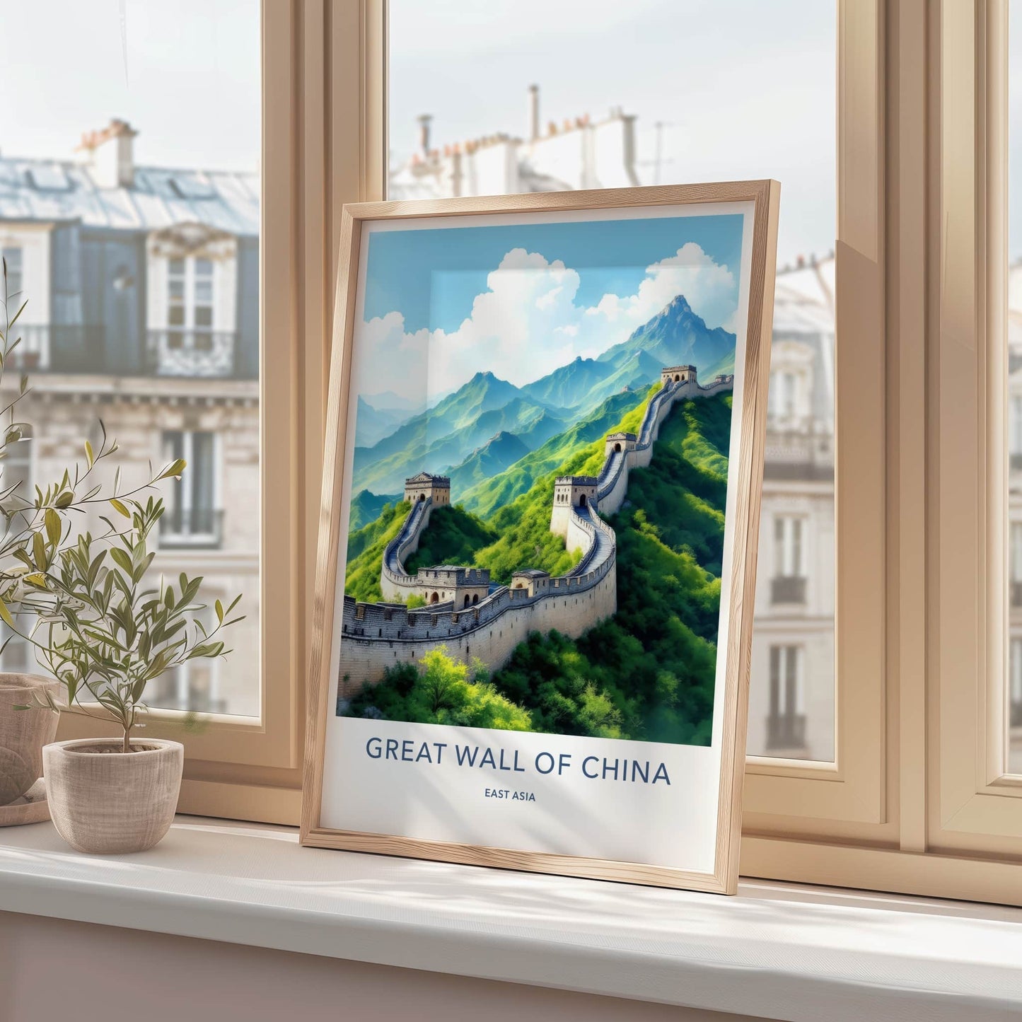 Great Wall Poster - China Travel Art - Winding Mountain Fortress Home Decor