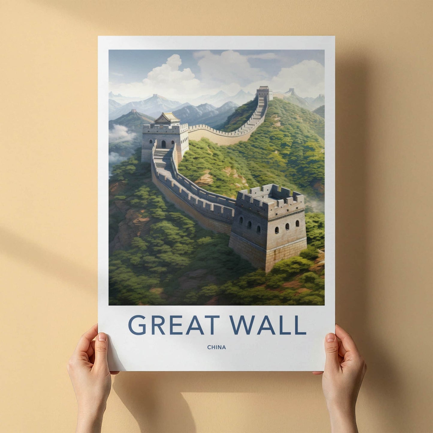 Great Wall Poster - China Travel Art - Winding Mountain Structure Home Decor