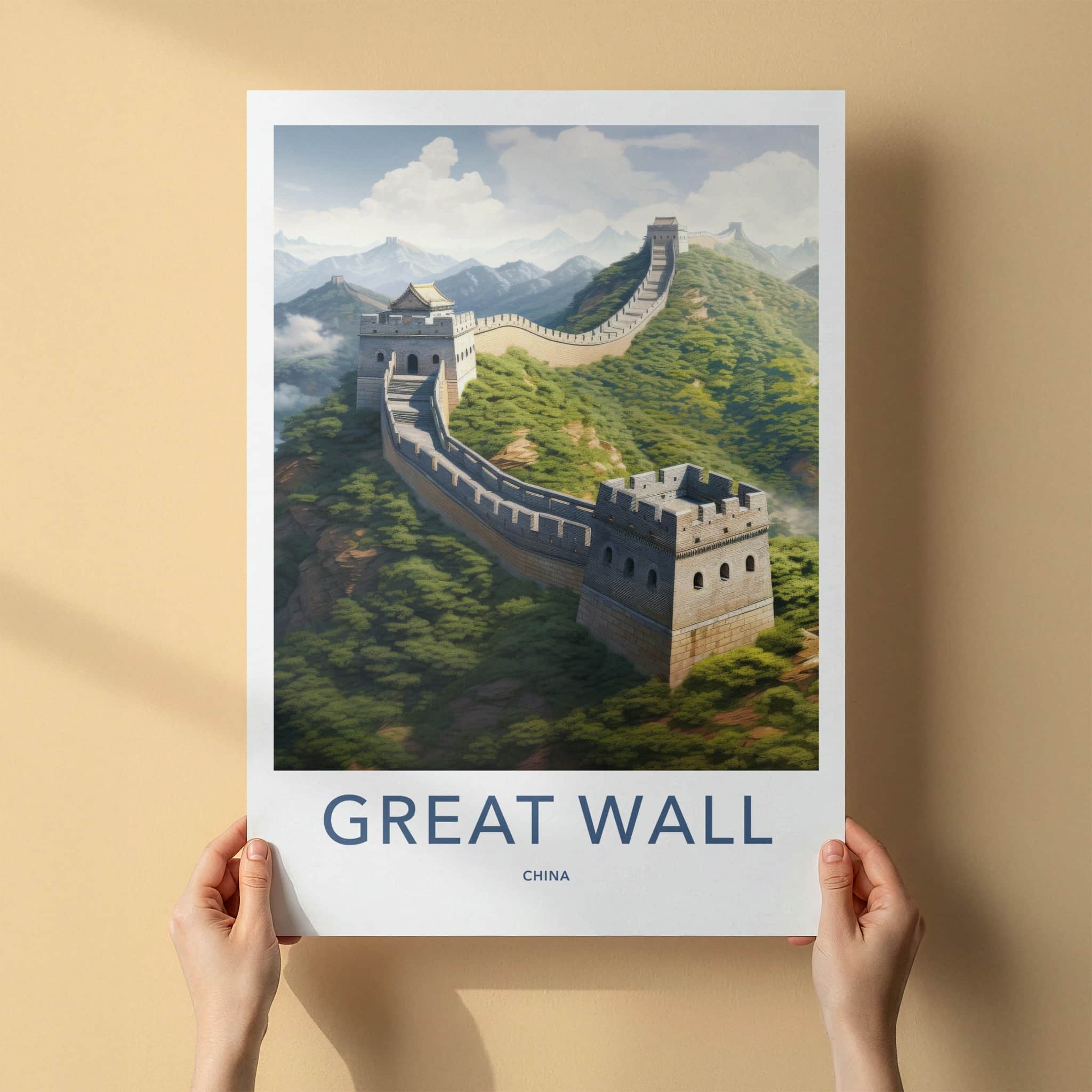 Great Wall Poster - China Travel Art - Winding Mountain Structure Home Decor