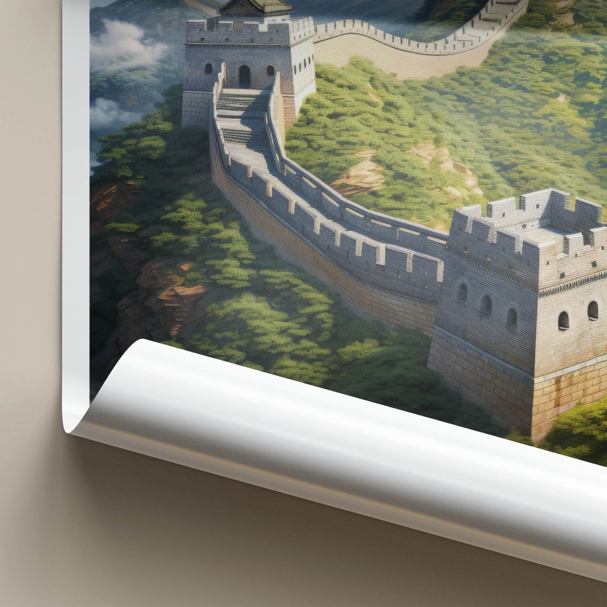 Great Wall Poster - China Travel Art - Winding Mountain Structure Home Decor