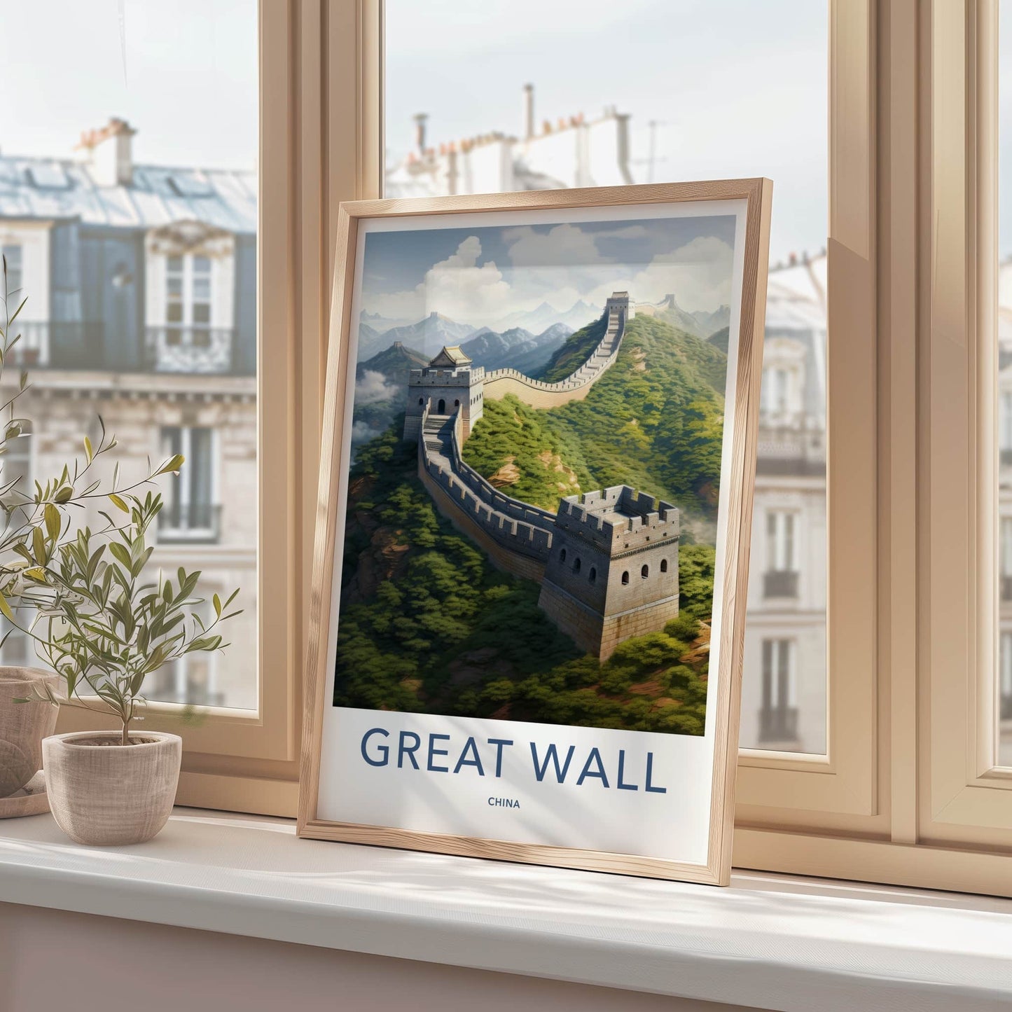 Great Wall Poster - China Travel Art - Winding Mountain Structure Home Decor