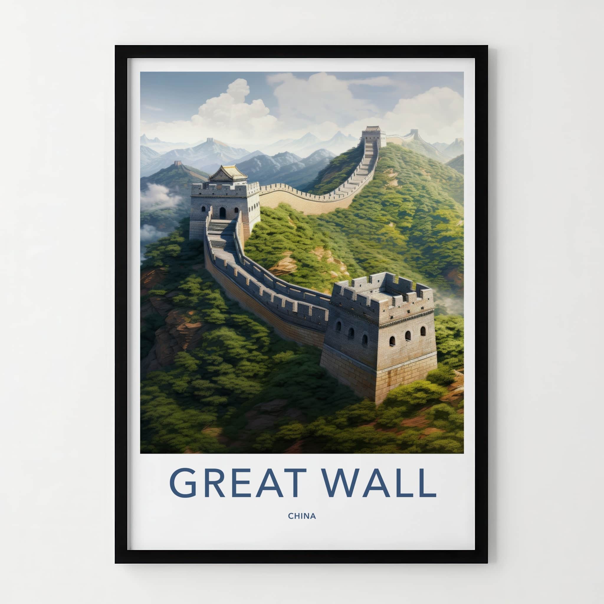 Great Wall Poster - China Travel Art - Winding Mountain Structure Home Decor