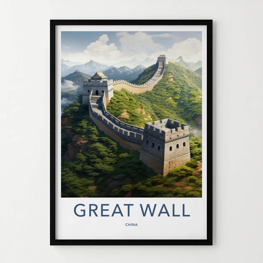 Great Wall Poster - China Travel Art - Winding Mountain Structure Home Decor