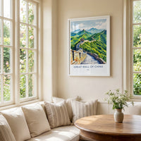 Great Wall Poster - China Travel Art - Winding Wall Watchtowers Home Decor
