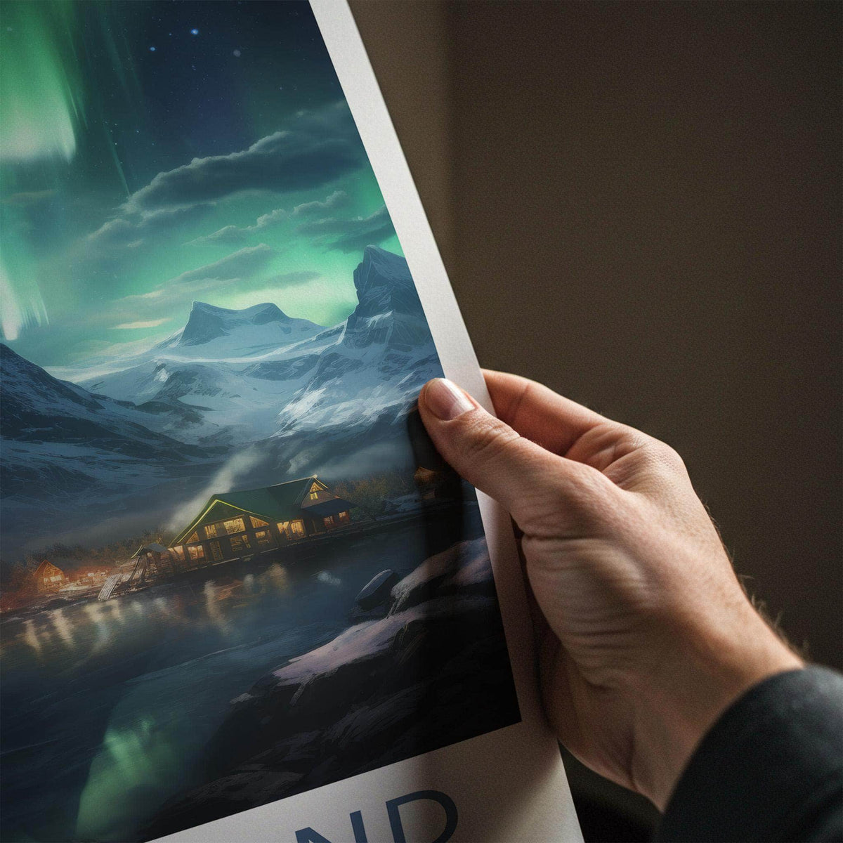 Greenland Northern Lights Poster - Arctic Wall Art With Mountain