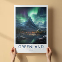 Greenland Northern Lights Poster - Arctic Wall Art With Mountain