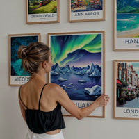 Greenland Poster - Denmark Travel Art - Aurora Mountains Ice Home Decor