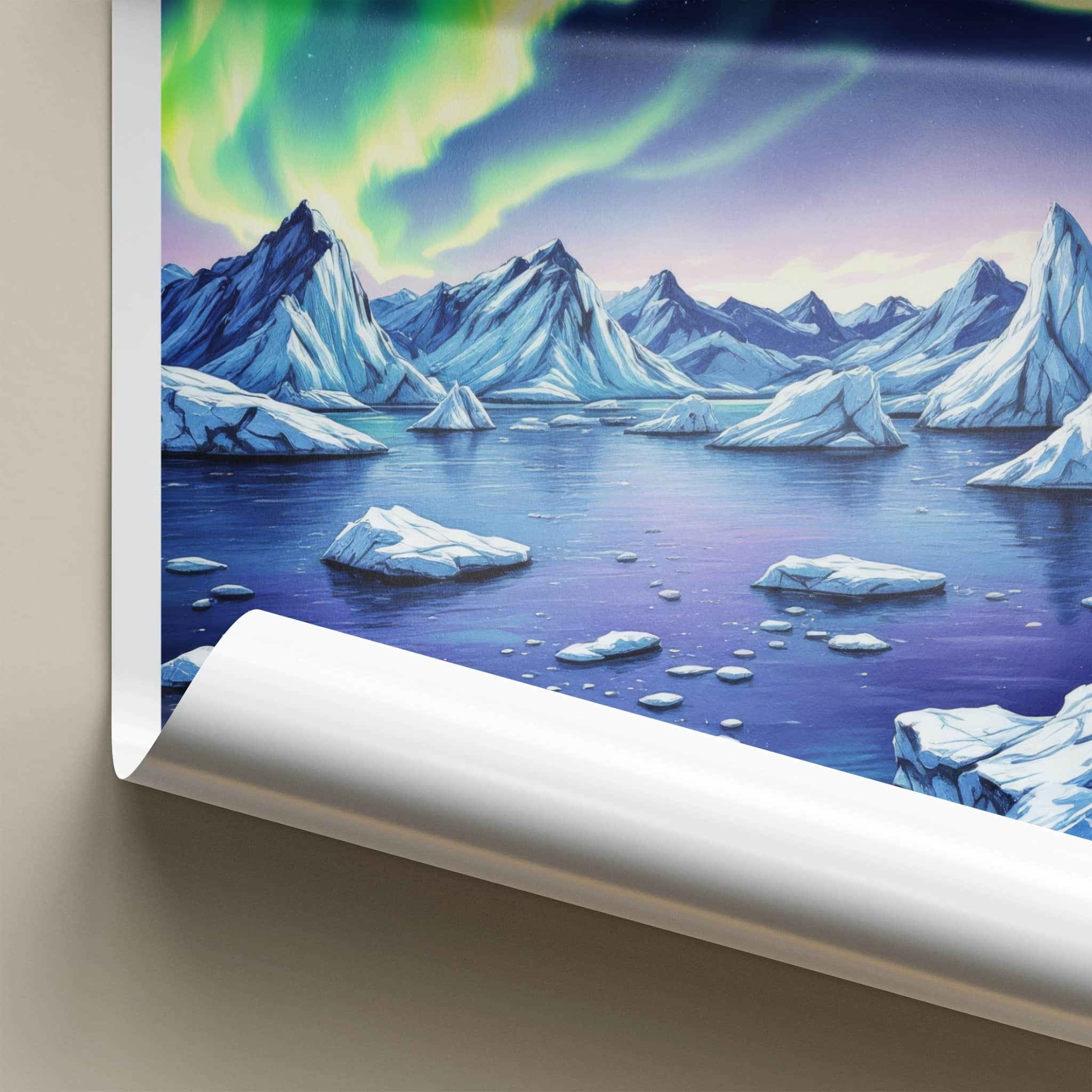 Greenland Poster - Denmark Travel Art - Aurora Mountains Ice Home Decor