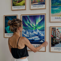 Greenland Poster - Denmark Travel Art - Vibrant Aurora Ice Wall Decor