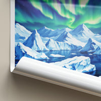 Greenland Poster - Denmark Travel Art - Vibrant Aurora Ice Wall Decor