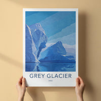 Grey Glacier Poster - Chile Scenic Art - Towering Ice Formations Wall Decor