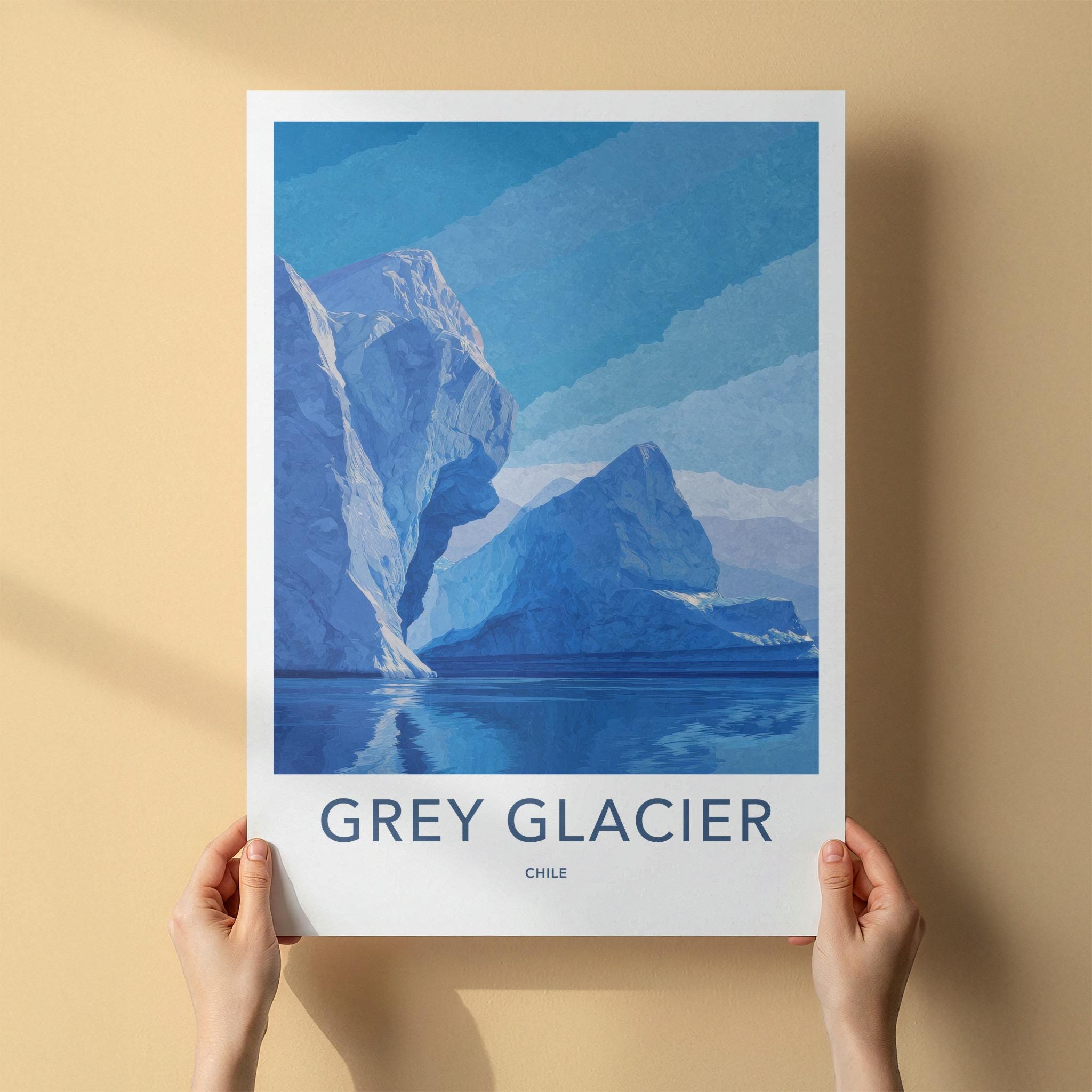 Grey Glacier Poster - Chile Scenic Art - Towering Ice Formations Wall Decor