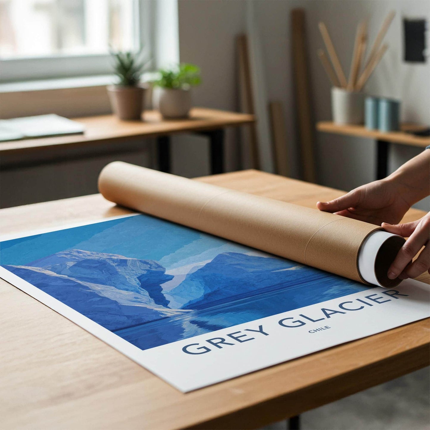 Grey Glacier Poster - Chile Scenic Art - Towering Ice Formations Wall Decor