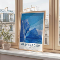 Grey Glacier Poster - Chile Scenic Art - Towering Ice Formations Wall Decor