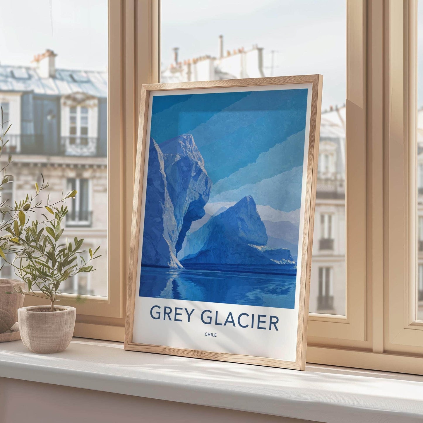 Grey Glacier Poster - Chile Scenic Art - Towering Ice Formations Wall Decor