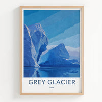 Grey Glacier Poster - Chile Scenic Art - Towering Ice Formations Wall Decor