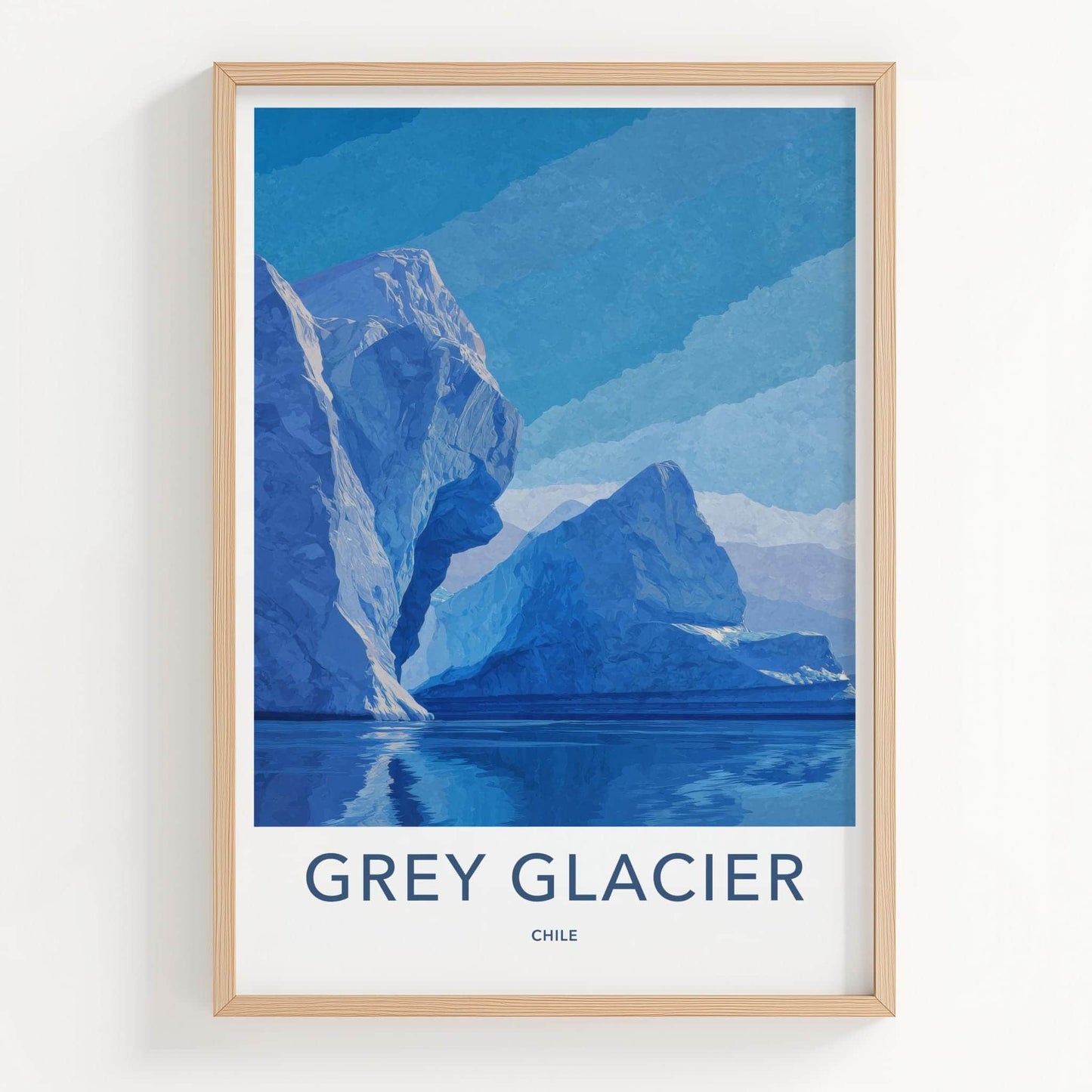 Grey Glacier Poster - Chile Scenic Art - Towering Ice Formations Wall Decor