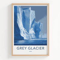 Grey Glacier Poster - Chile Travel Art - Towering Ice Formations Wall Decor