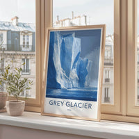 Grey Glacier Poster - Chile Travel Art - Towering Ice Formations Wall Decor