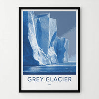 Grey Glacier Poster - Chile Travel Art - Towering Ice Formations Wall Decor