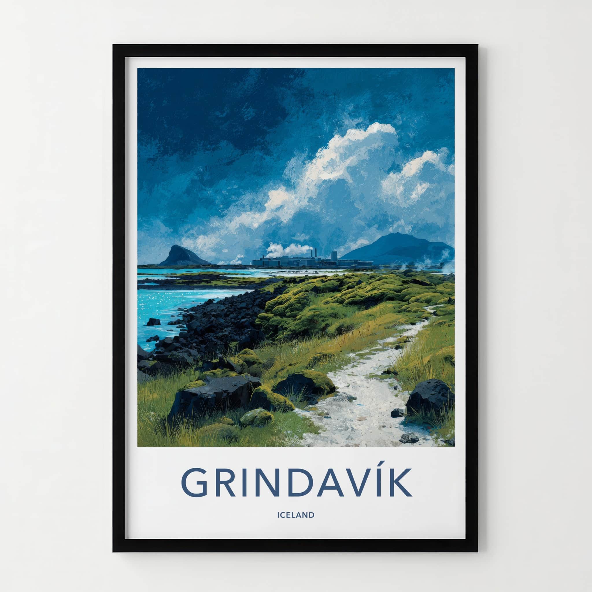 Grindavik Poster - Iceland Travel Art - Geothermal Coastal Path Home Decor