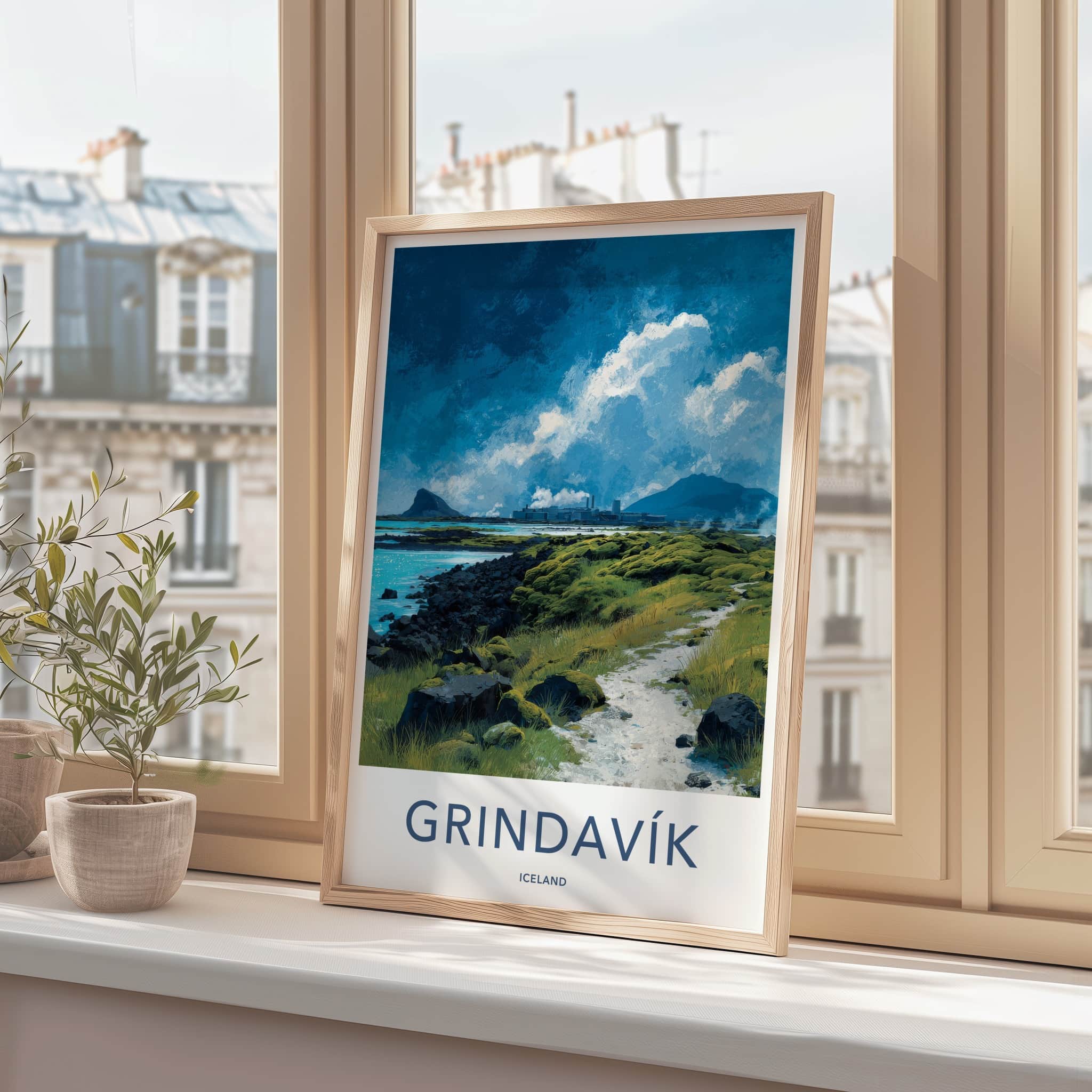 Grindavik Poster - Iceland Travel Art - Geothermal Coastal Path Home Decor