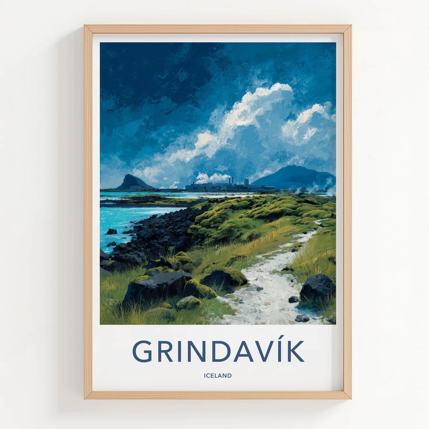 Grindavik Poster - Iceland Travel Art - Geothermal Coastal Path Home Decor