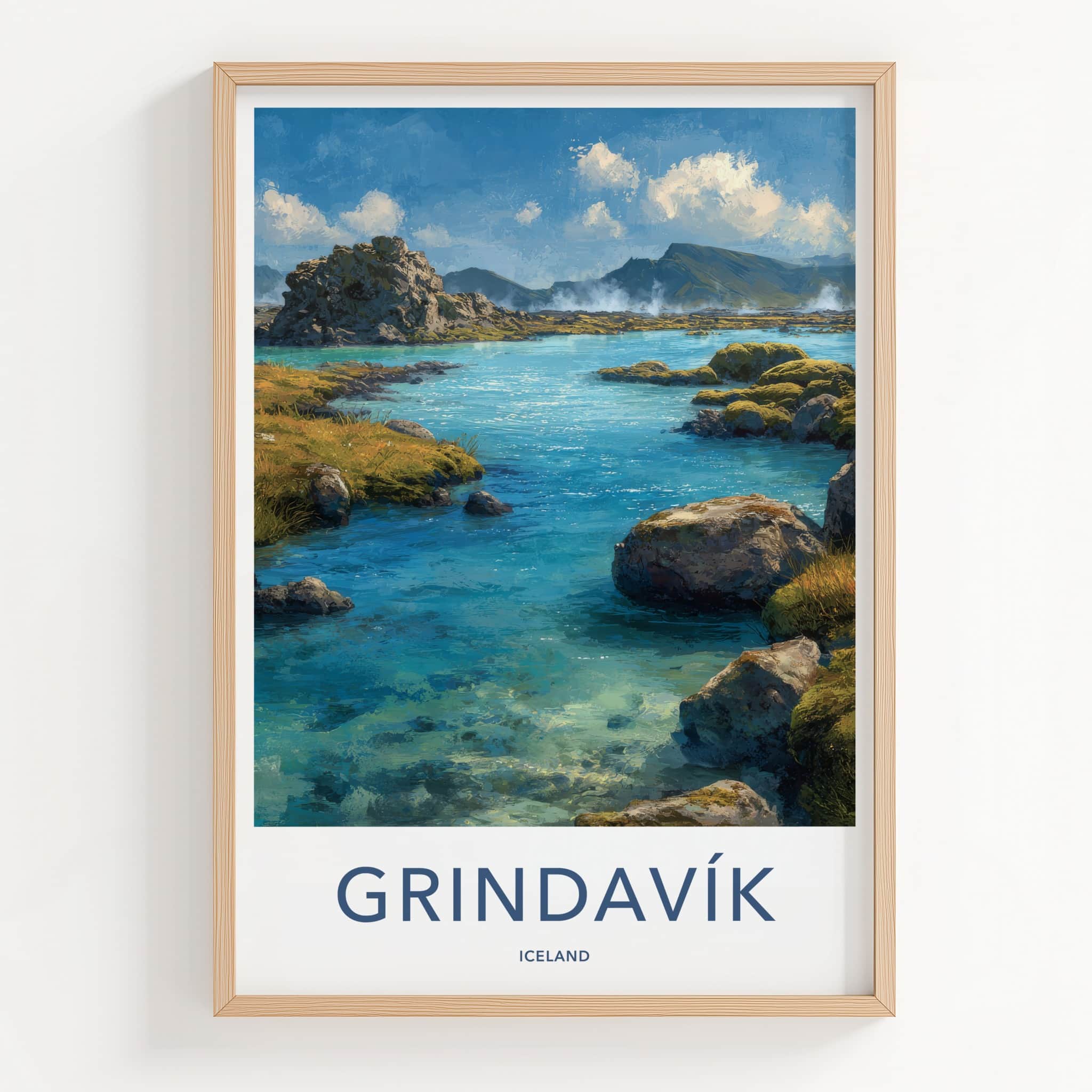 Grindavik Poster - Iceland Travel Art - Geothermal Lagoon Landscape Wall Decor