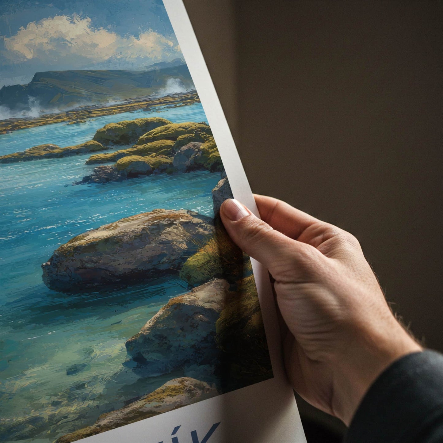 Grindavik Poster - Iceland Travel Art - Geothermal Lagoon Landscape Wall Decor
