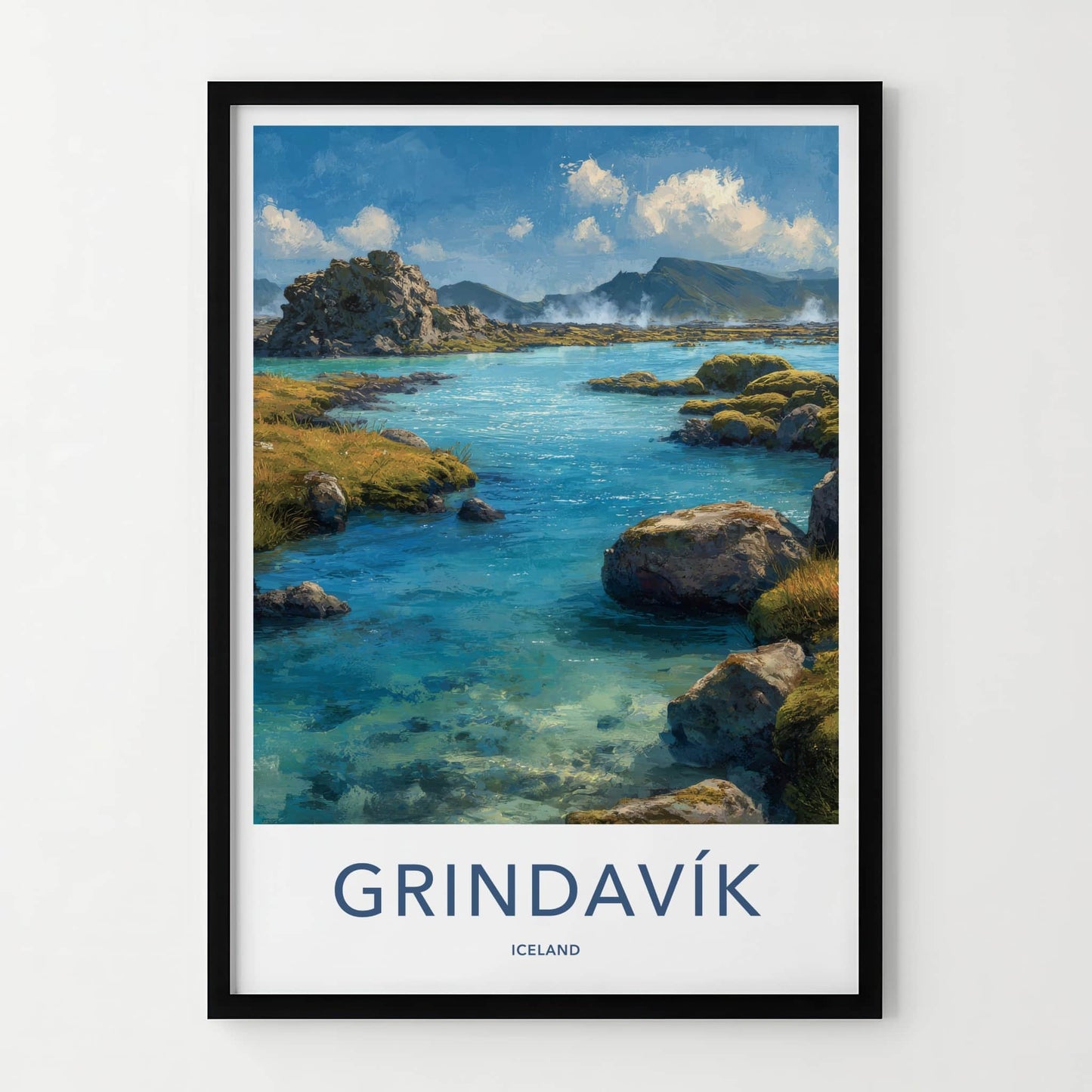 Grindavik Poster - Iceland Travel Art - Geothermal Lagoon Landscape Wall Decor