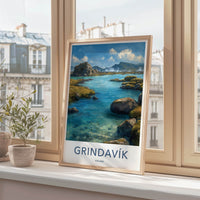 Grindavik Poster - Iceland Travel Art - Geothermal Lagoon Landscape Wall Decor