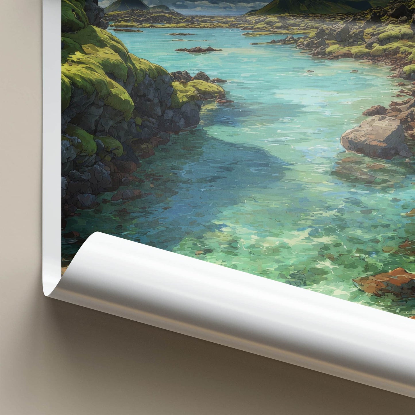 Grindavik Poster - Iceland Wall Art - Clear Rocky Water Home Decor