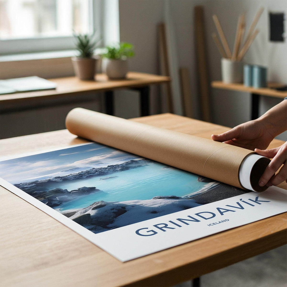 Grindavik Poster - Iceland Wall Art Featuring Volcanic Landscape