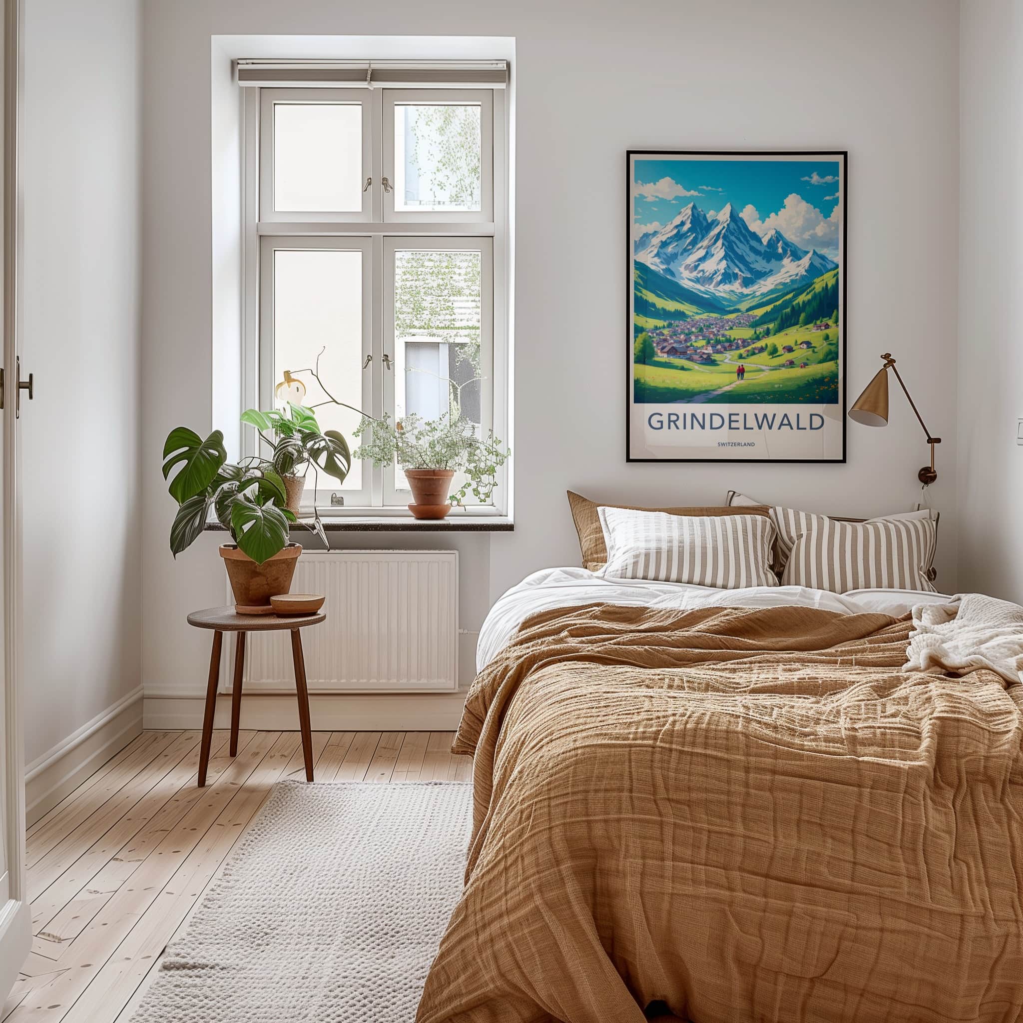 Grindelwald Poster - Switzerland Travel Art - Alpine Village View Home Decor
