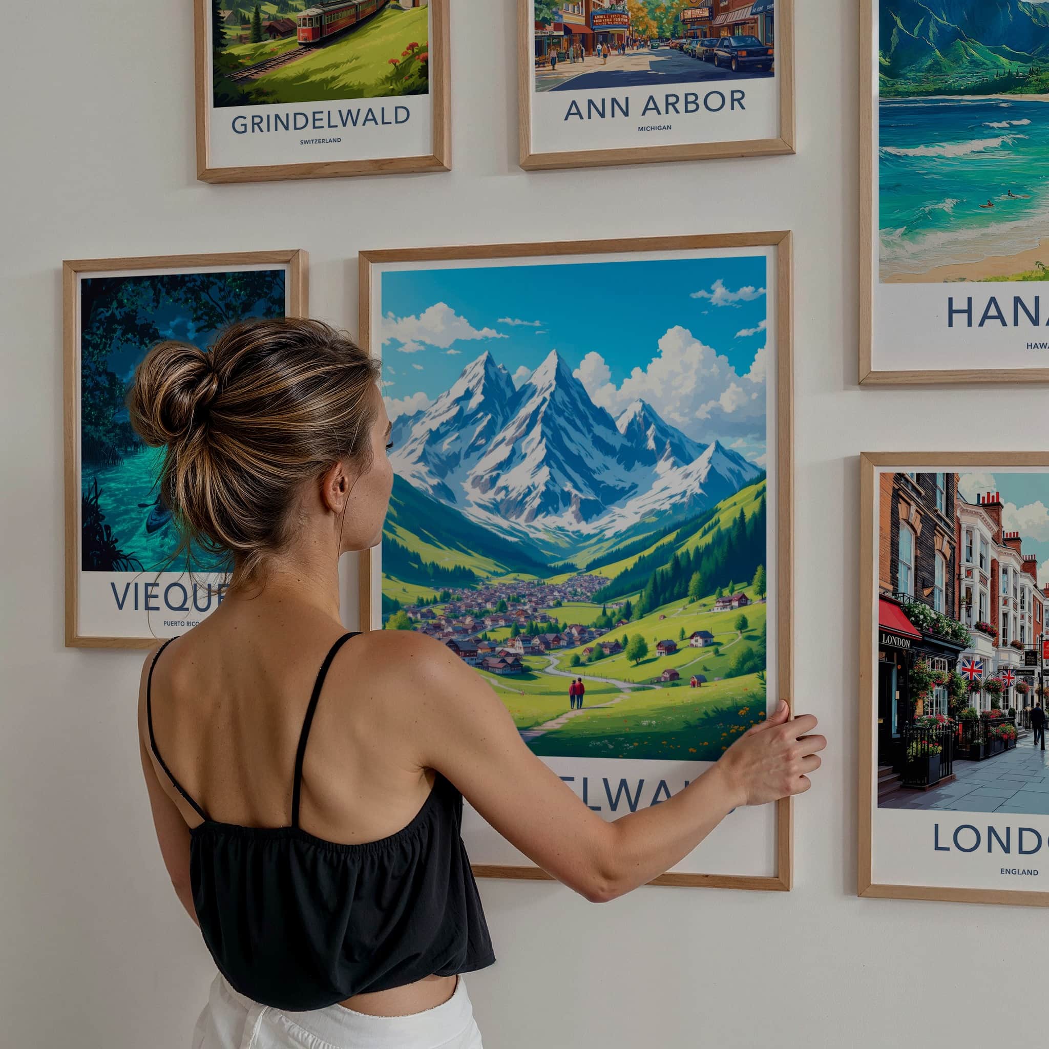 Grindelwald Poster - Switzerland Travel Art - Alpine Village View Home Decor
