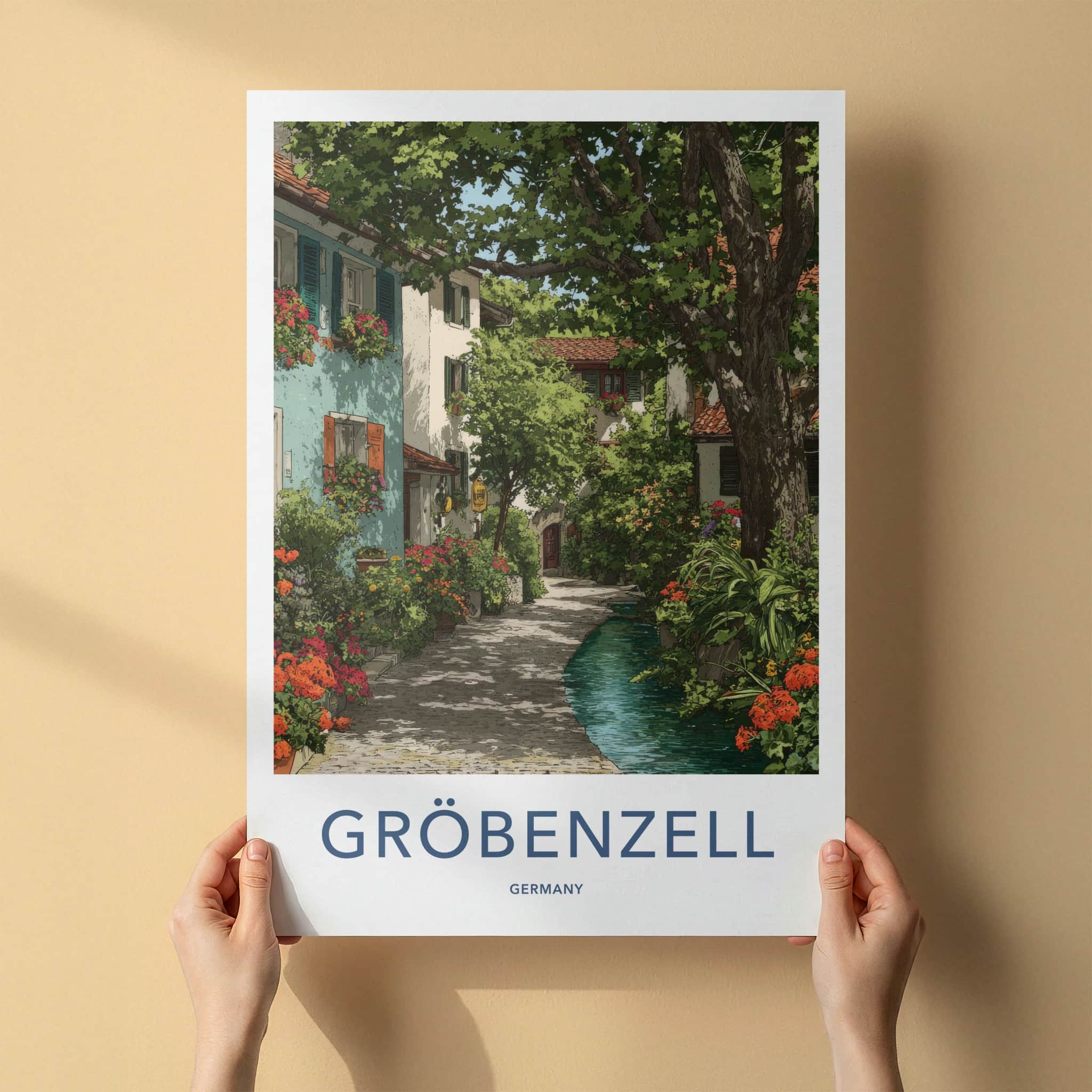 Grobenzell Poster - Germany Travel Art - Verdant Alley Water Home Decor
