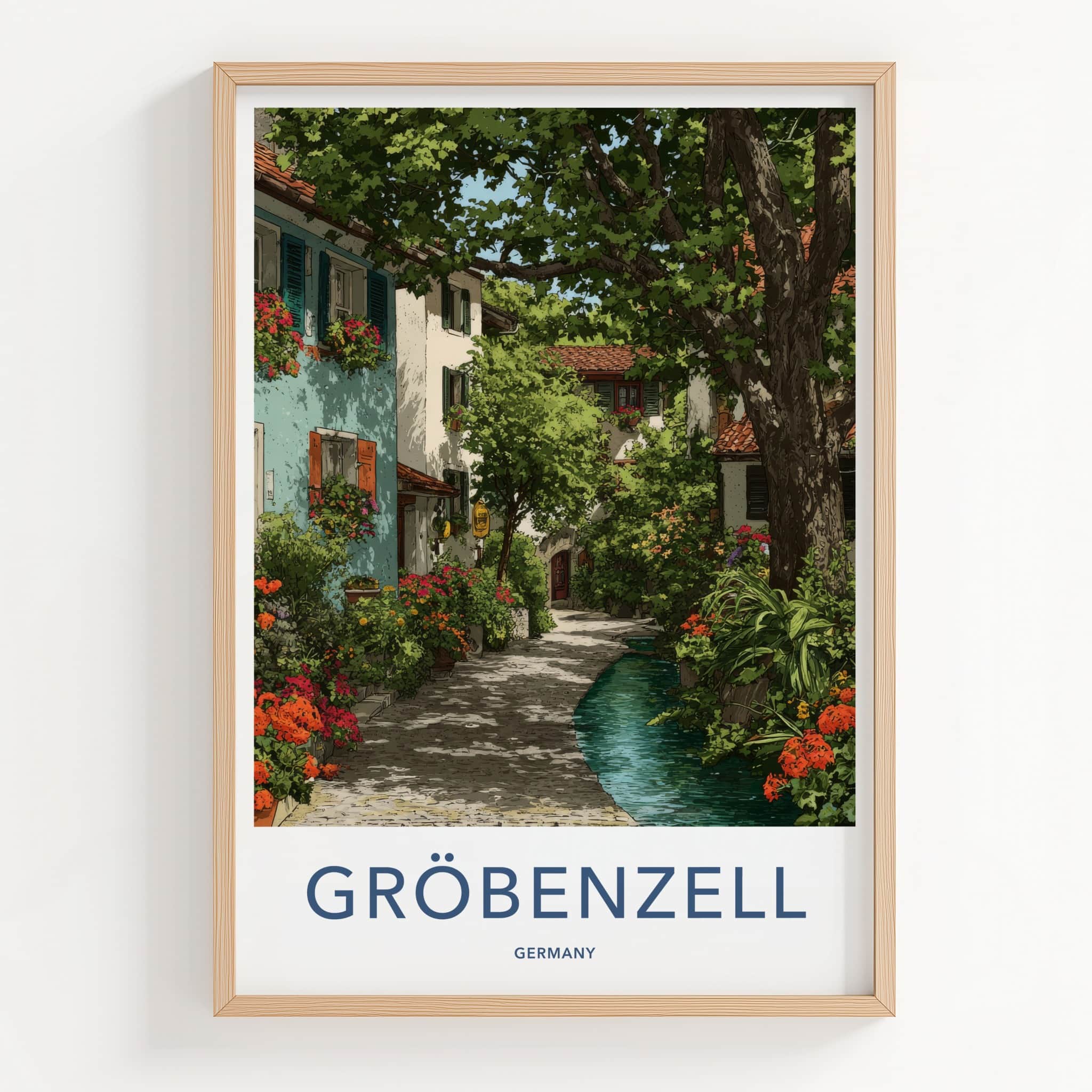 Grobenzell Poster - Germany Travel Art - Verdant Alley Water Home Decor