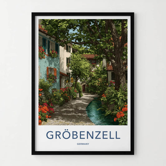 Grobenzell Poster - Germany Travel Art - Verdant Alley Water Home Decor